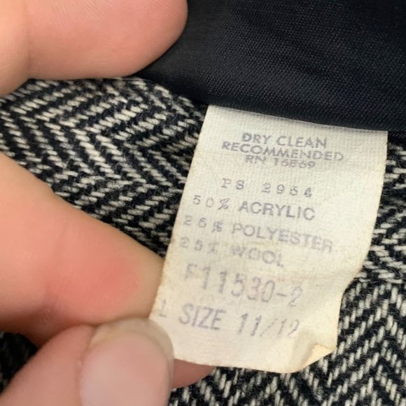 Vintage 90's Salem Micro Fishbone Wool Blend Pants Size 11 / 12 - Picture 4 of 11